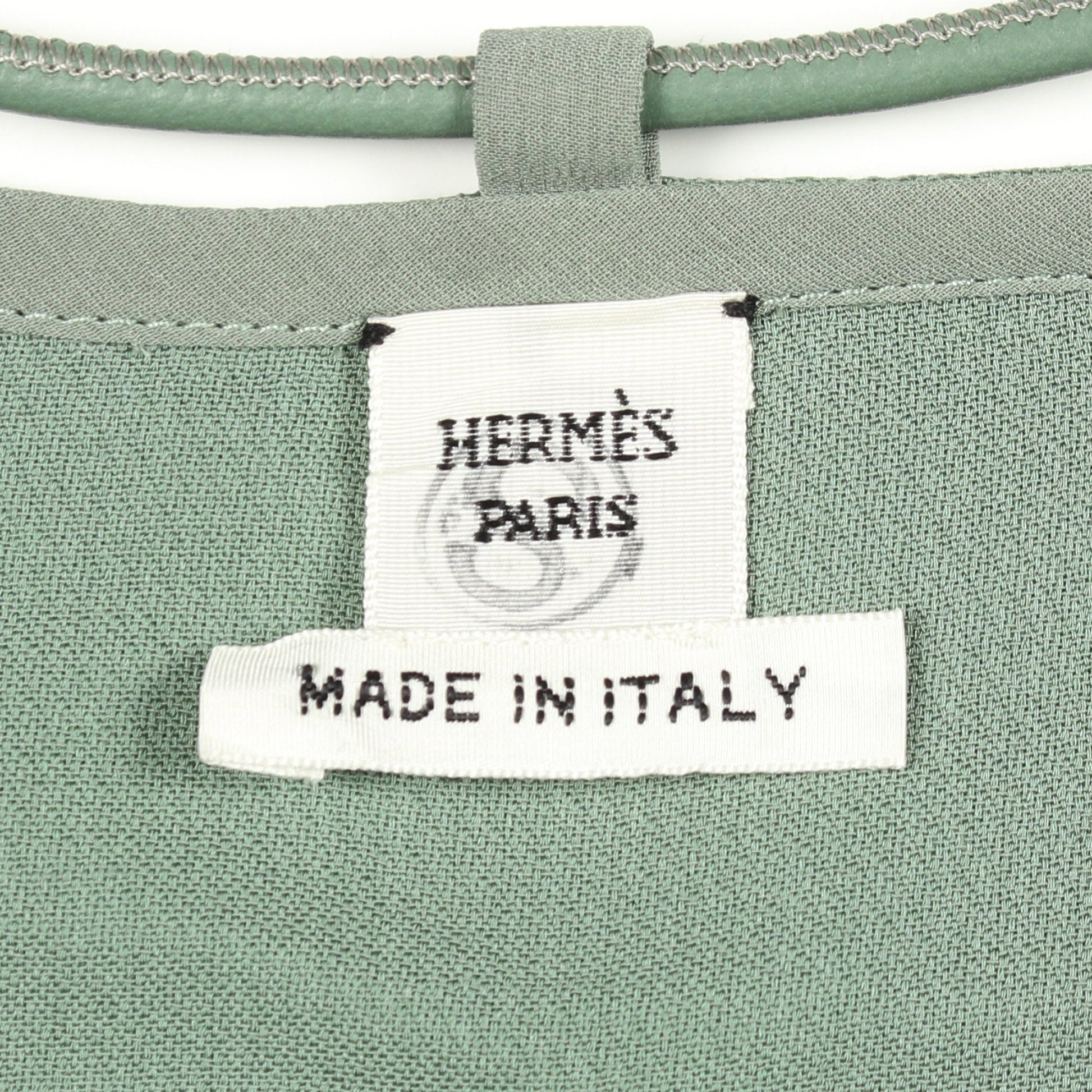 フリル ブラウス シルク コットン ライトグリーン エルメス トップス HERMES