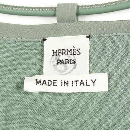 フリル ブラウス シルク コットン ライトグリーン エルメス トップス HERMES