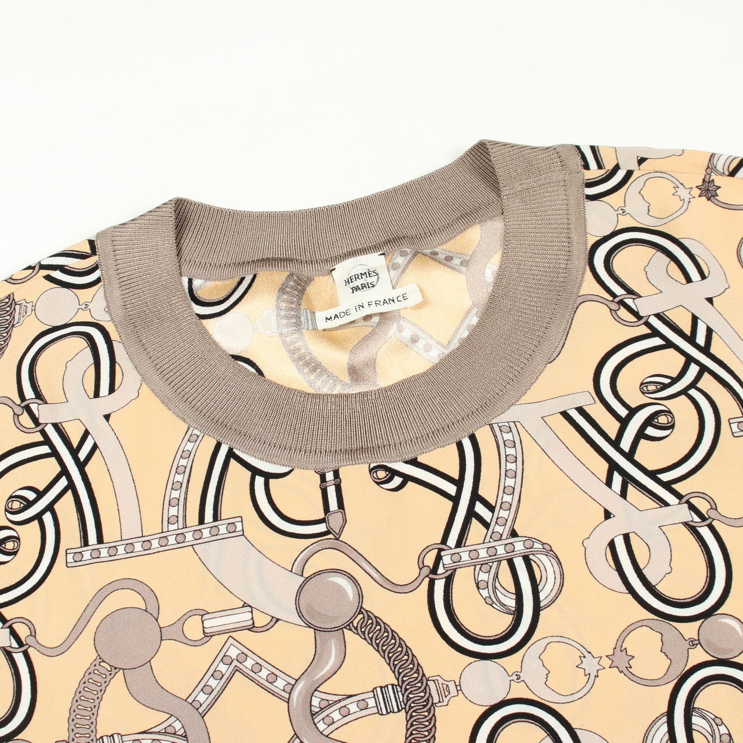Grand Tralala 半袖Tシャツ シルク ライトベージュ グレーベージュ エルメス