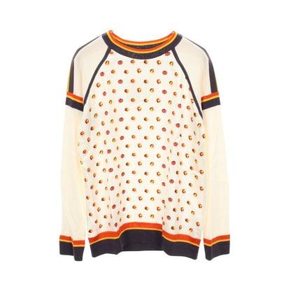 ツイルレーヌ JEU DE BILLES スカーフ切替 ニット シルク コットン オフホワイト マルチカラー エルメス トップス HERMES