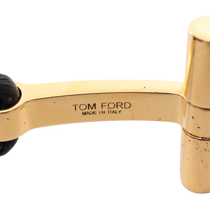 T ブレスレット レザー GP ダークブラウン ゴールド トムフォード アクセサリー TOM FORD