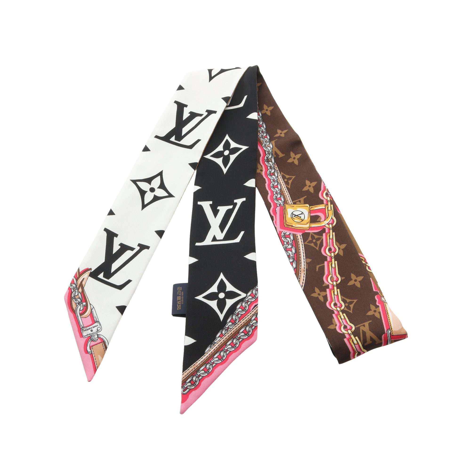 バンドーBB アルティメット ノワール リボン スカーフ シルク ブラック ブラウン マルチカラー ルイヴィトン 財布・小物 LOUIS VUITTON
