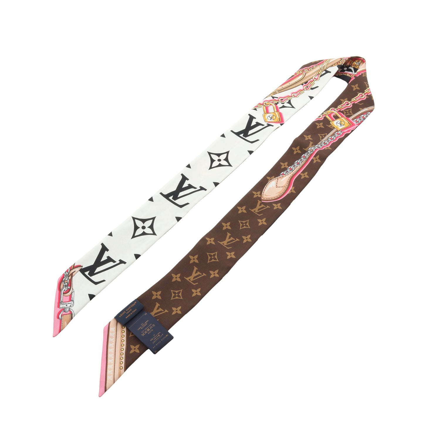 バンドーBB アルティメット ノワール リボン スカーフ シルク ブラック ブラウン マルチカラー ルイヴィトン 財布・小物 LOUIS VUITTON