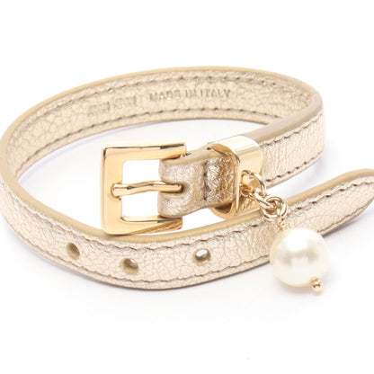 ブレスレット レザー フェイクパール シャンパンゴールド オフホワイト ミュウミュウ アクセサリー miu miu