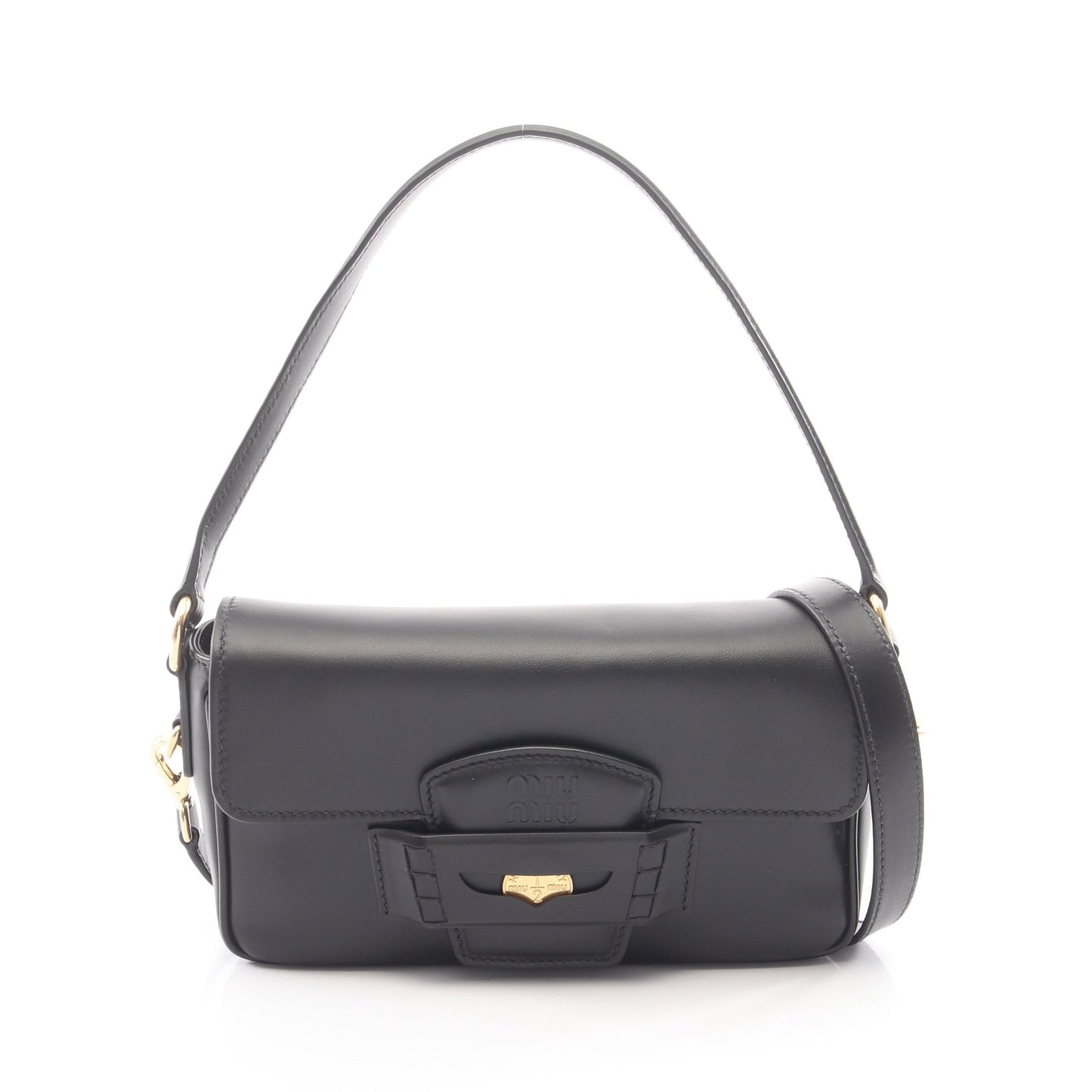 FINE CALF ペニー 2WAY ハンドバッグ レザー ブラック ミュウミュウ バッグ miu miu