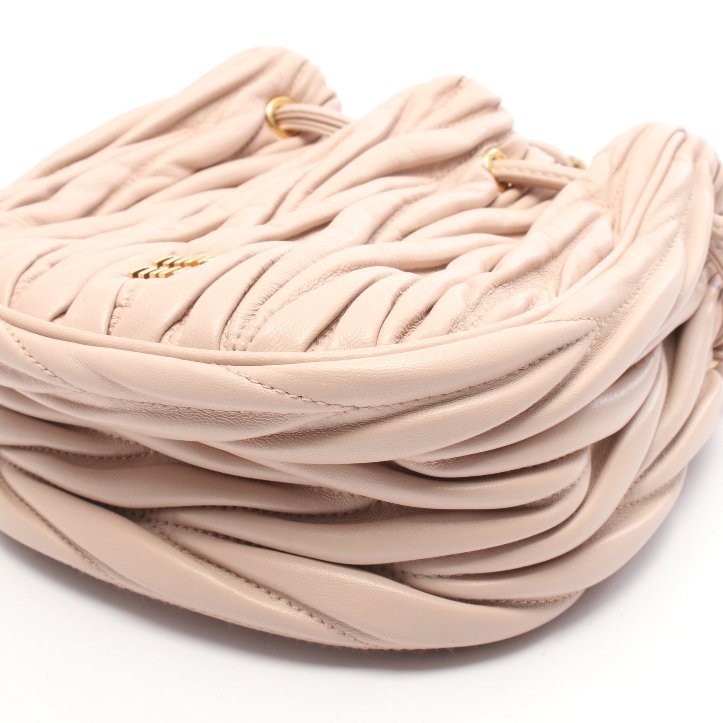 マテラッセ ポーチ ハンドバッグ レザー ピンクベージュ ミュウミュウ バッグ miu miu