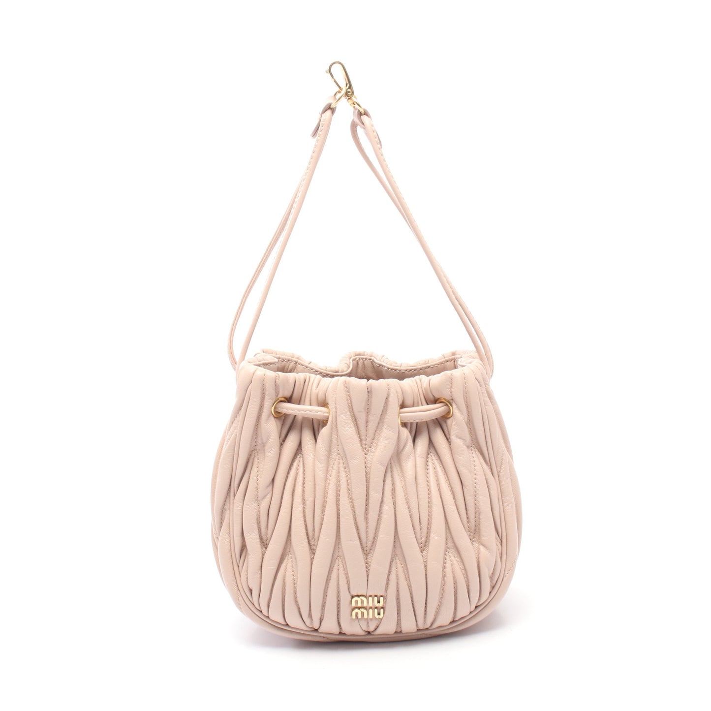 マテラッセ ポーチ ハンドバッグ レザー ピンクベージュ ミュウミュウ バッグ miu miu