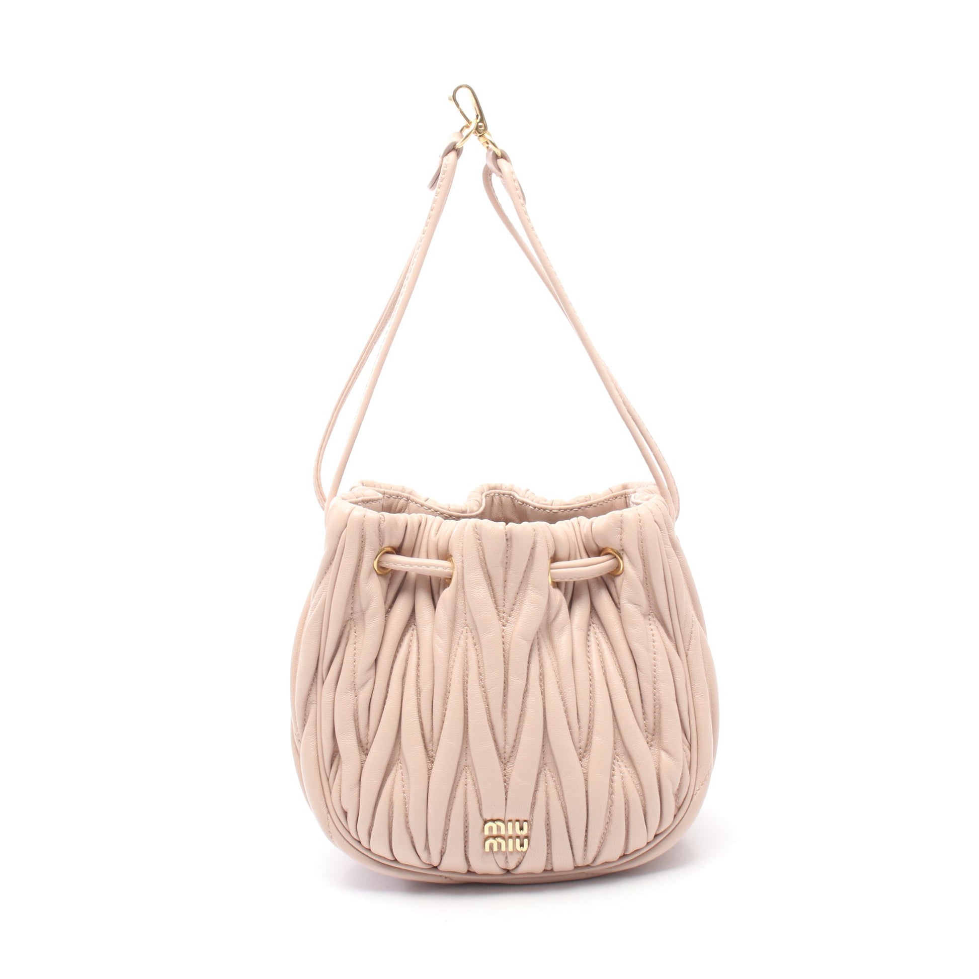 マテラッセ ポーチ ハンドバッグ レザー ピンクベージュ ミュウミュウ バッグ miu miu