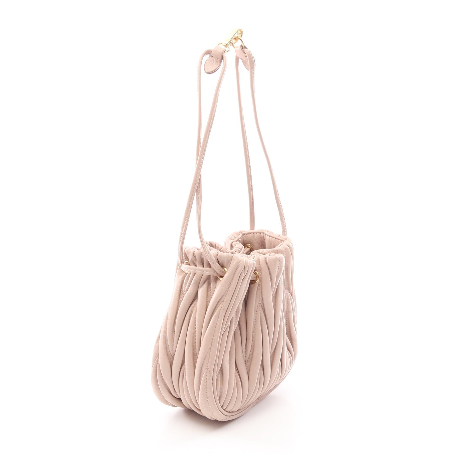 マテラッセ ポーチ ハンドバッグ レザー ピンクベージュ ミュウミュウ バッグ miu miu