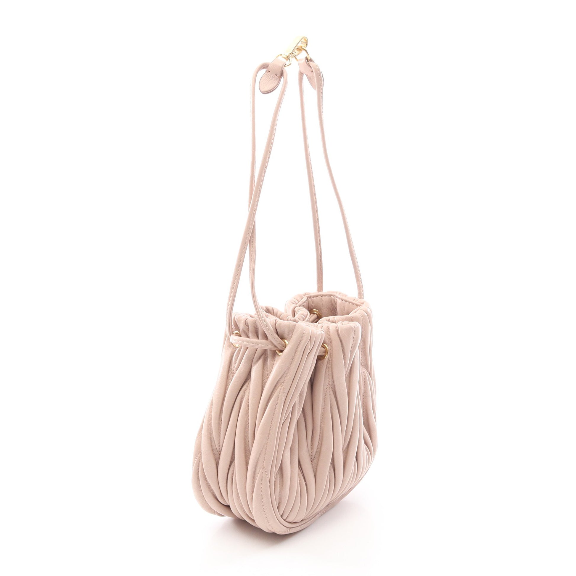 マテラッセ ポーチ ハンドバッグ レザー ピンクベージュ ミュウミュウ バッグ miu miu