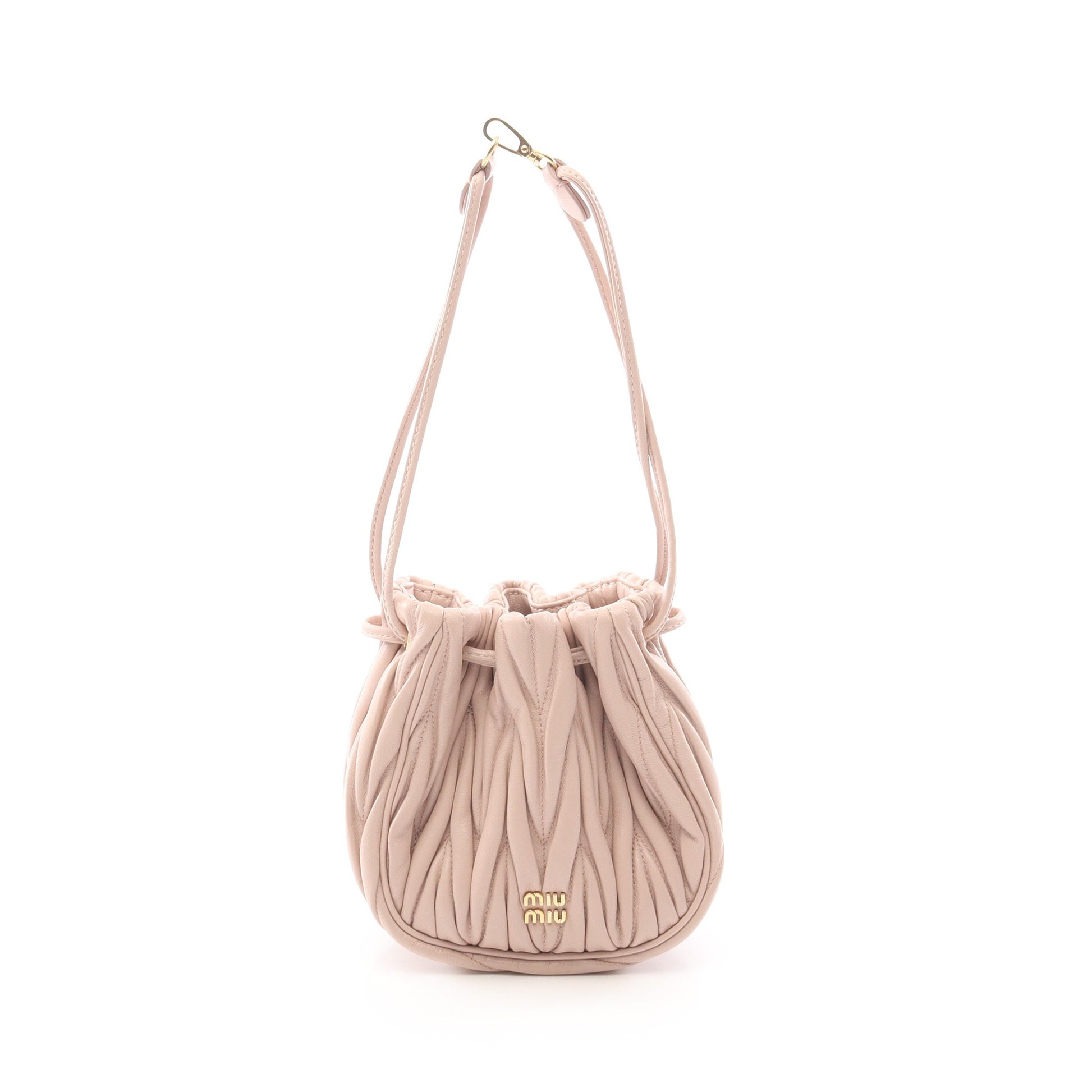 マテラッセ ポーチ ハンドバッグ レザー ピンクベージュ ミュウミュウ バッグ miu miu