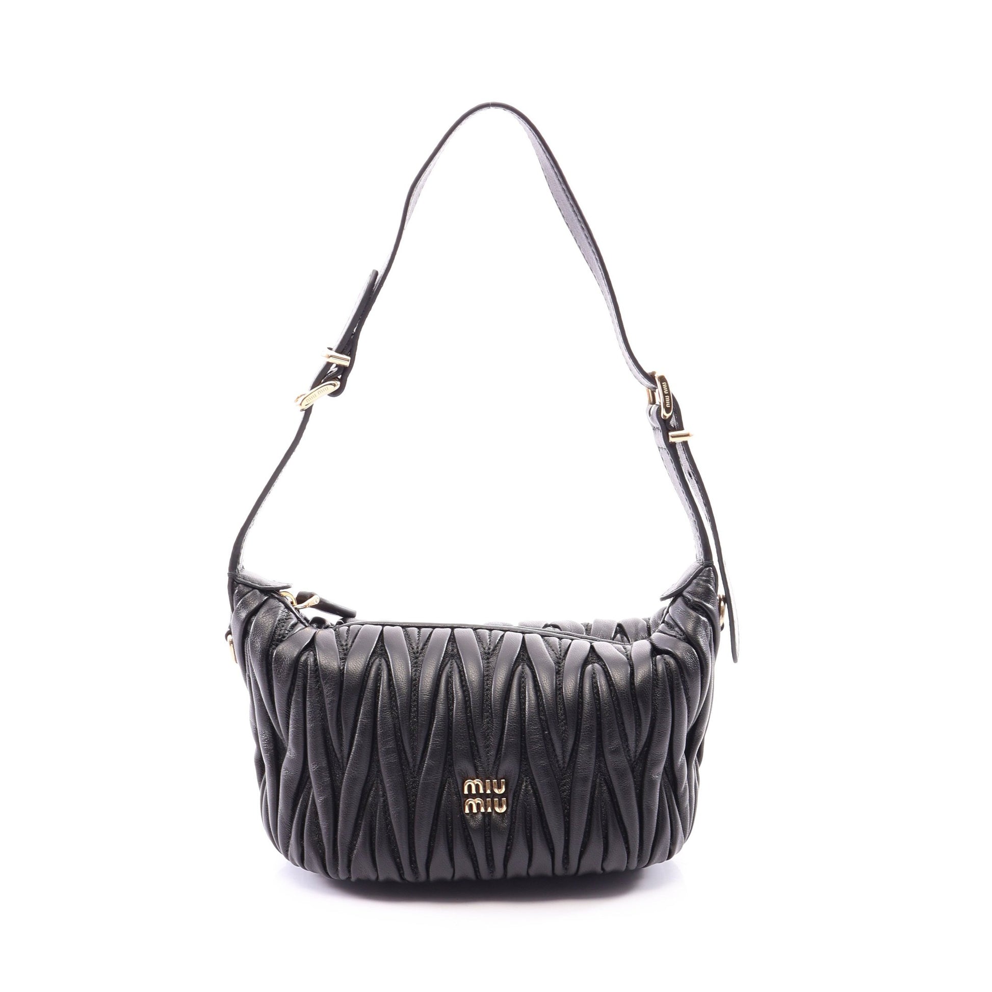 MATELASSE'MIU マテラッセ ハンドバッグ レザー ブラック ミュウミュウ バッグ miu miu
