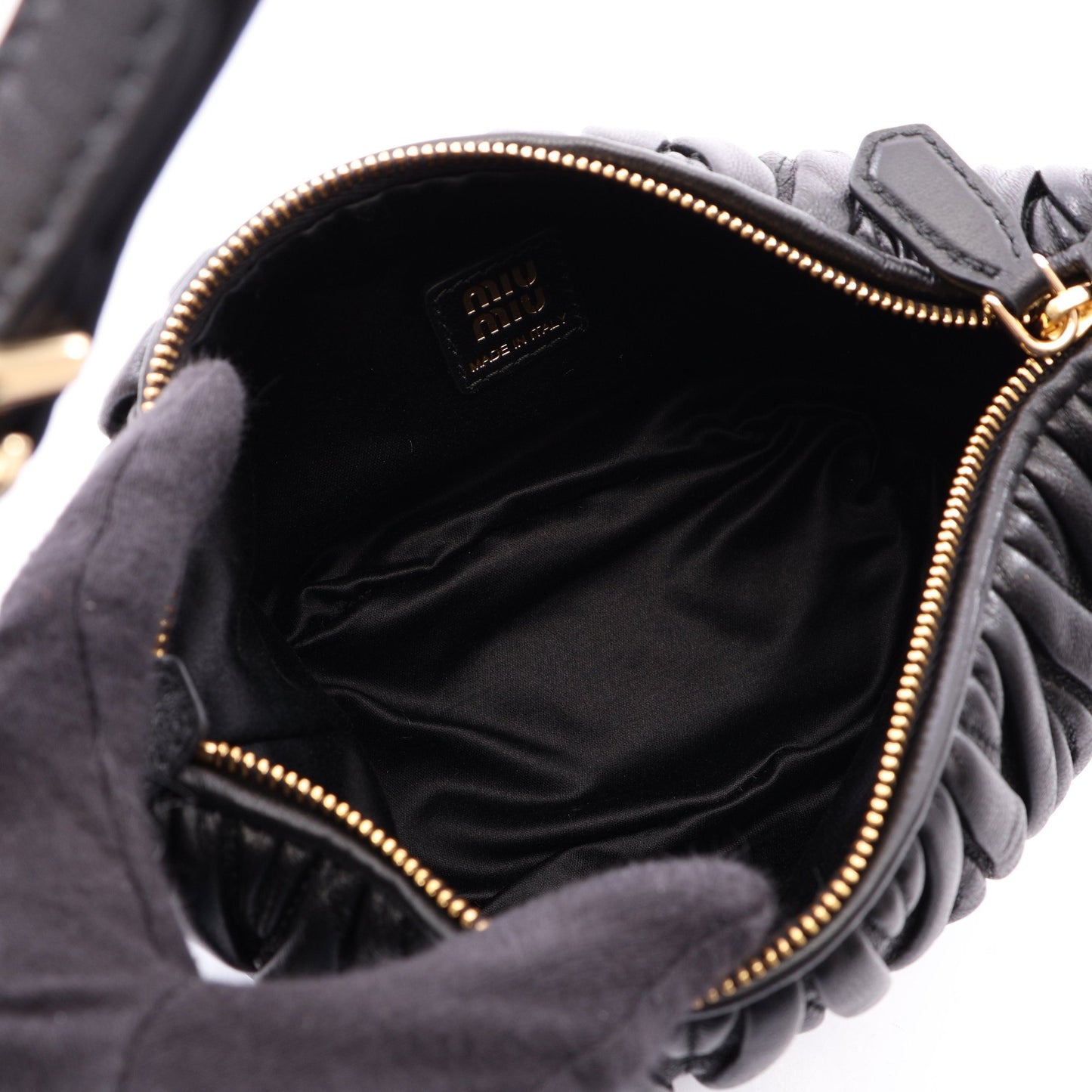 MATELASSE'MIU マテラッセ ハンドバッグ レザー ブラック ミュウミュウ バッグ miu miu