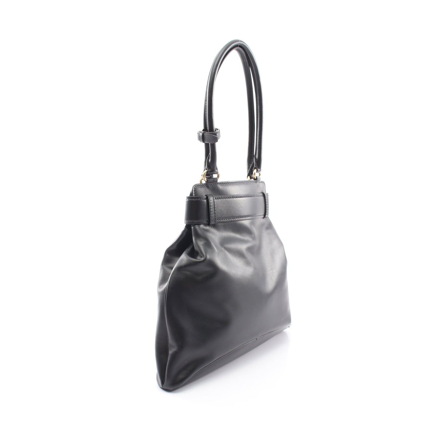 エチュード SOFTY CALF ショルダーバッグ レザー ブラック プラダ バッグ PRADA