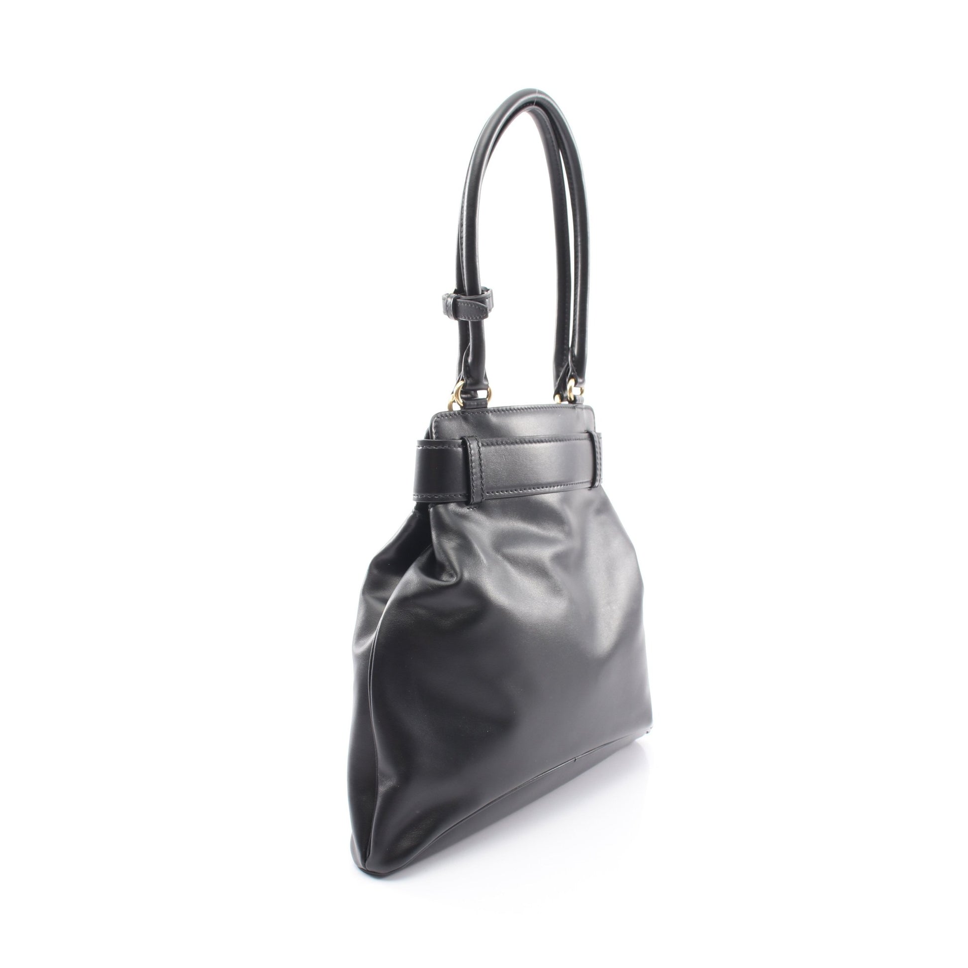 エチュード SOFTY CALF ショルダーバッグ レザー ブラック プラダ バッグ PRADA