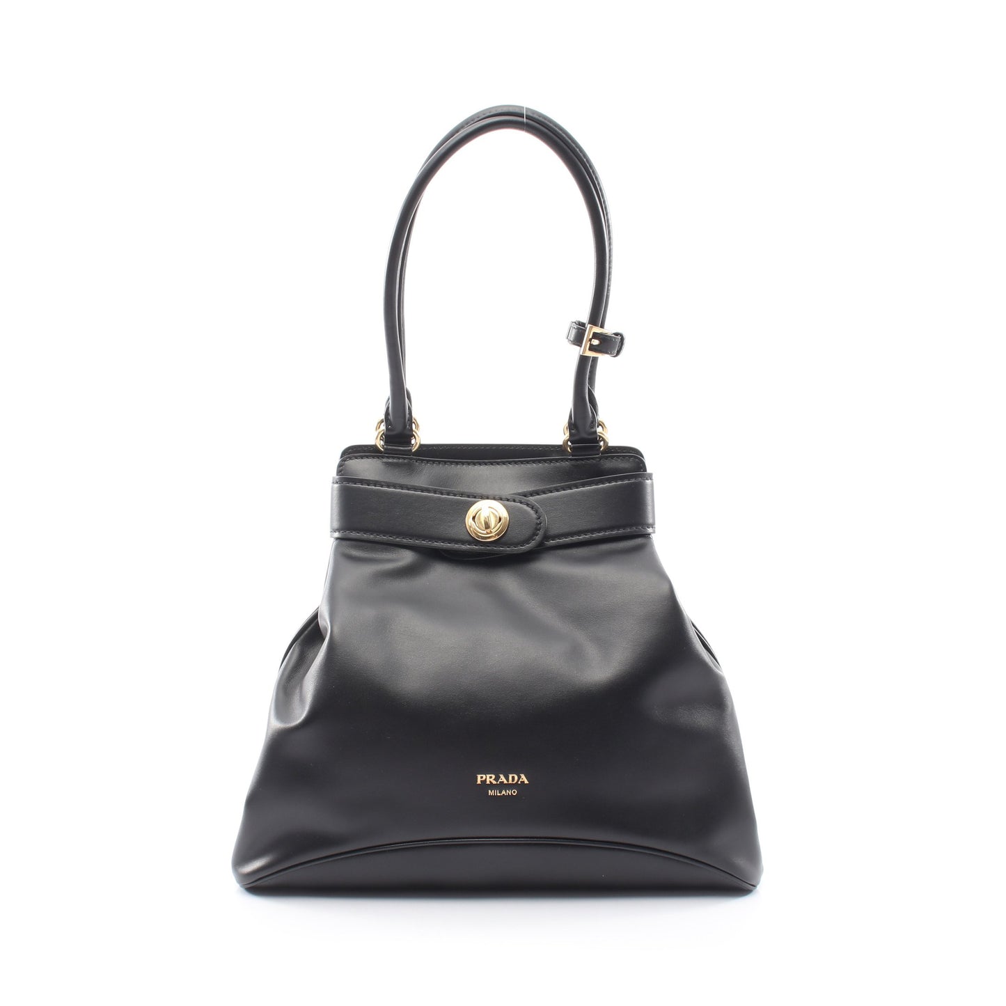 エチュード SOFTY CALF ショルダーバッグ レザー ブラック プラダ バッグ PRADA