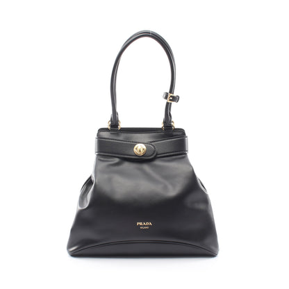 エチュード SOFTY CALF ショルダーバッグ レザー ブラック プラダ バッグ PRADA