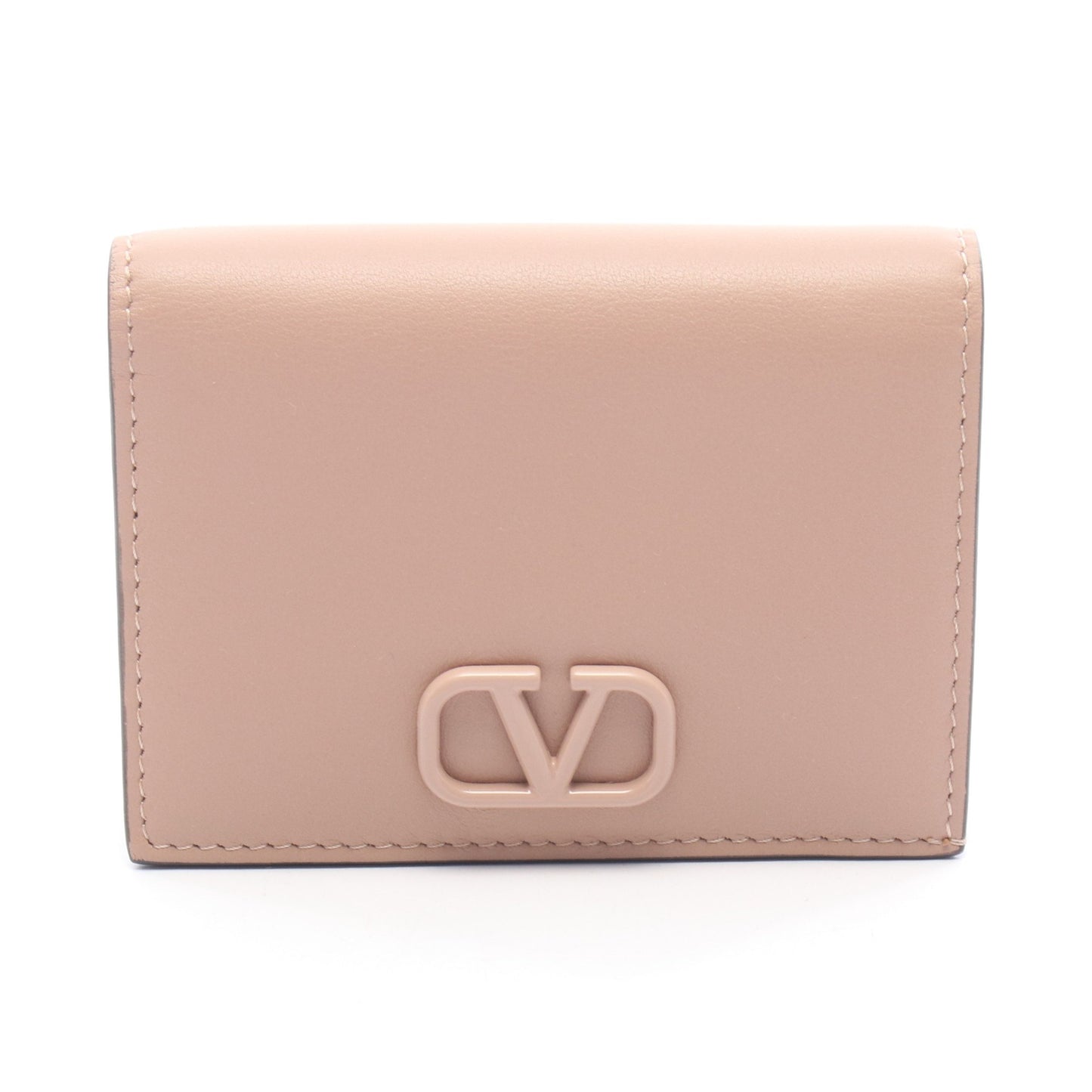 VLOGO SIGNATURE FLAP FRENCH 二つ折り財布 レザー ピンクベージュ ヴァレンティノガラヴァーニ 財布・小物 VALENTINO GARAVANI