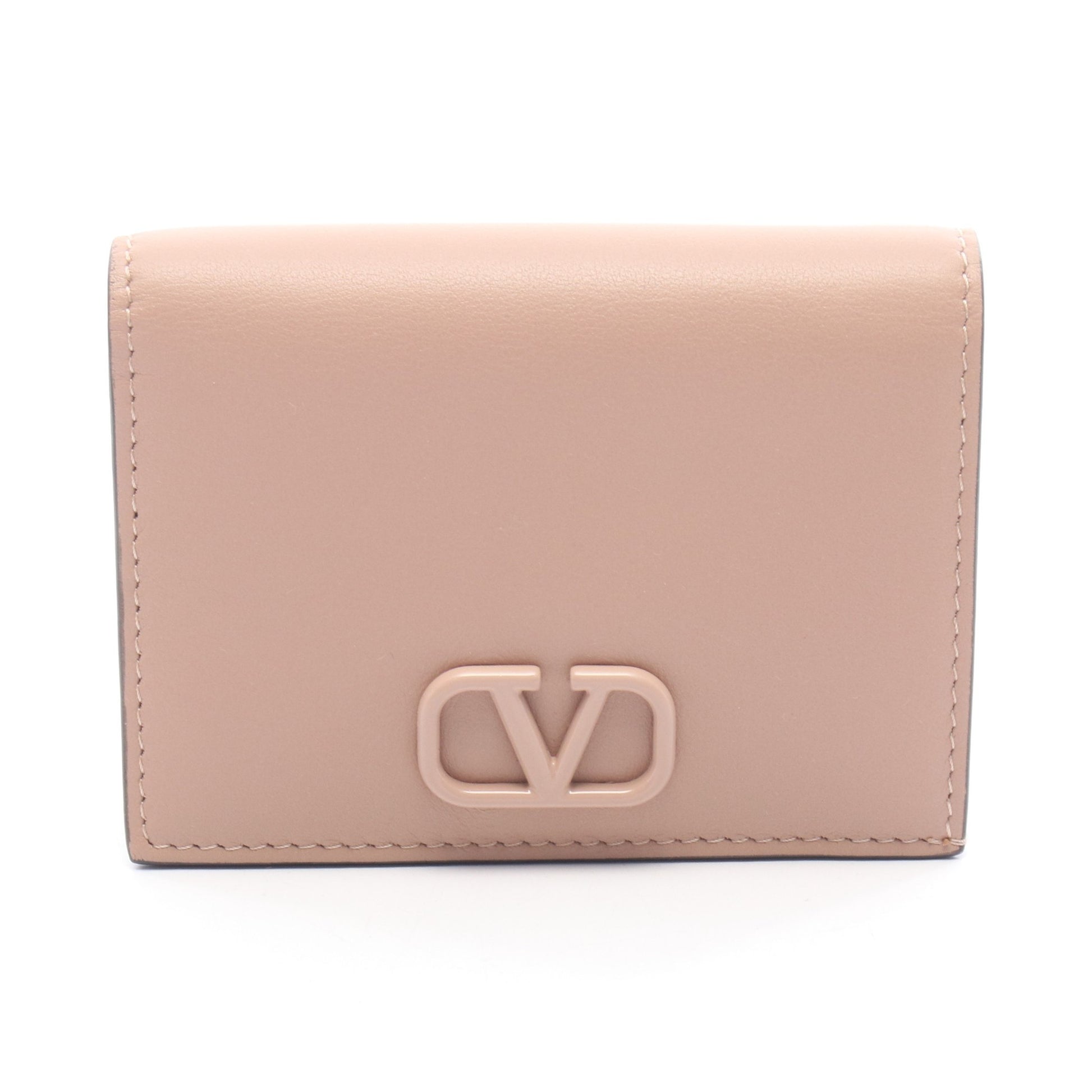 VLOGO SIGNATURE FLAP FRENCH 二つ折り財布 レザー ピンクベージュ ヴァレンティノガラヴァーニ 財布・小物 VALENTINO GARAVANI