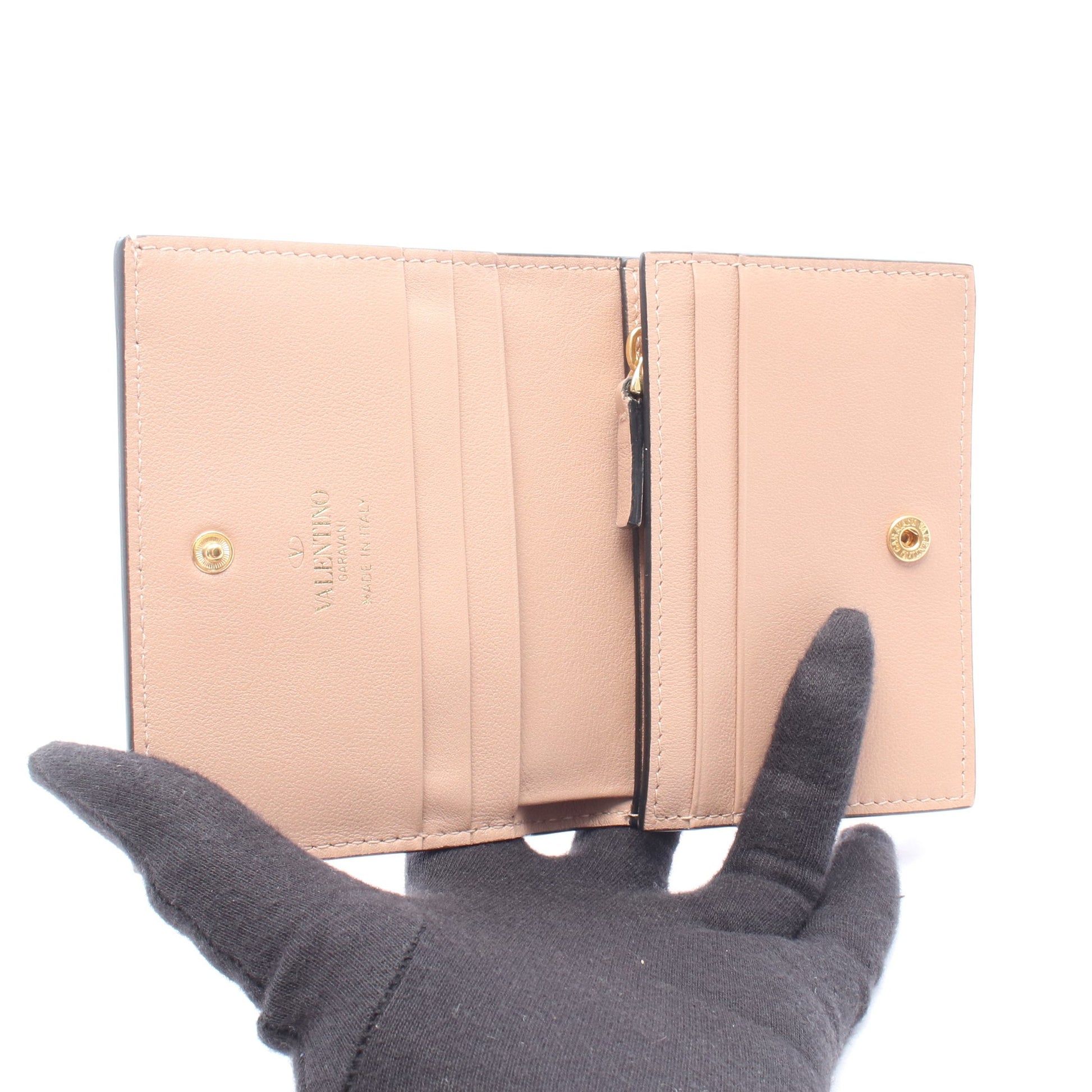 VLOGO SIGNATURE FLAP FRENCH 二つ折り財布 レザー ピンクベージュ ヴァレンティノガラヴァーニ 財布・小物 VALENTINO GARAVANI