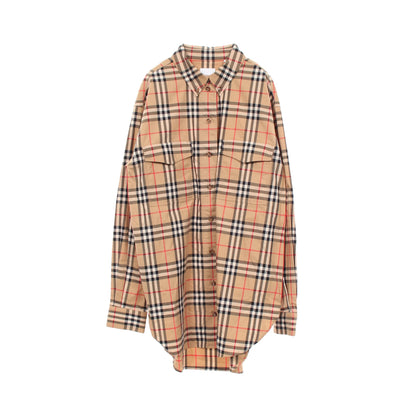 ノバチェック 長袖 シャツ コットン ベージュ バーバリー