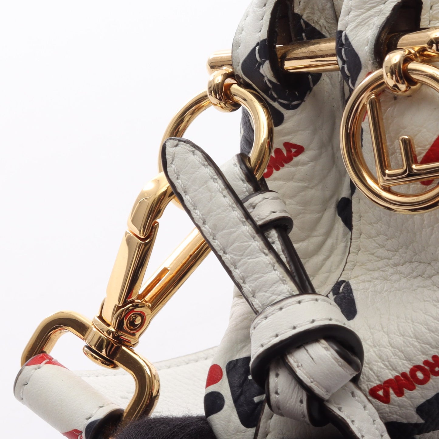 FENDI × FILA ミニ モントレゾール 2WAY ハンドバッグ レザー オフホワイト ネイビー レッド フェンディ バッグ FENDI