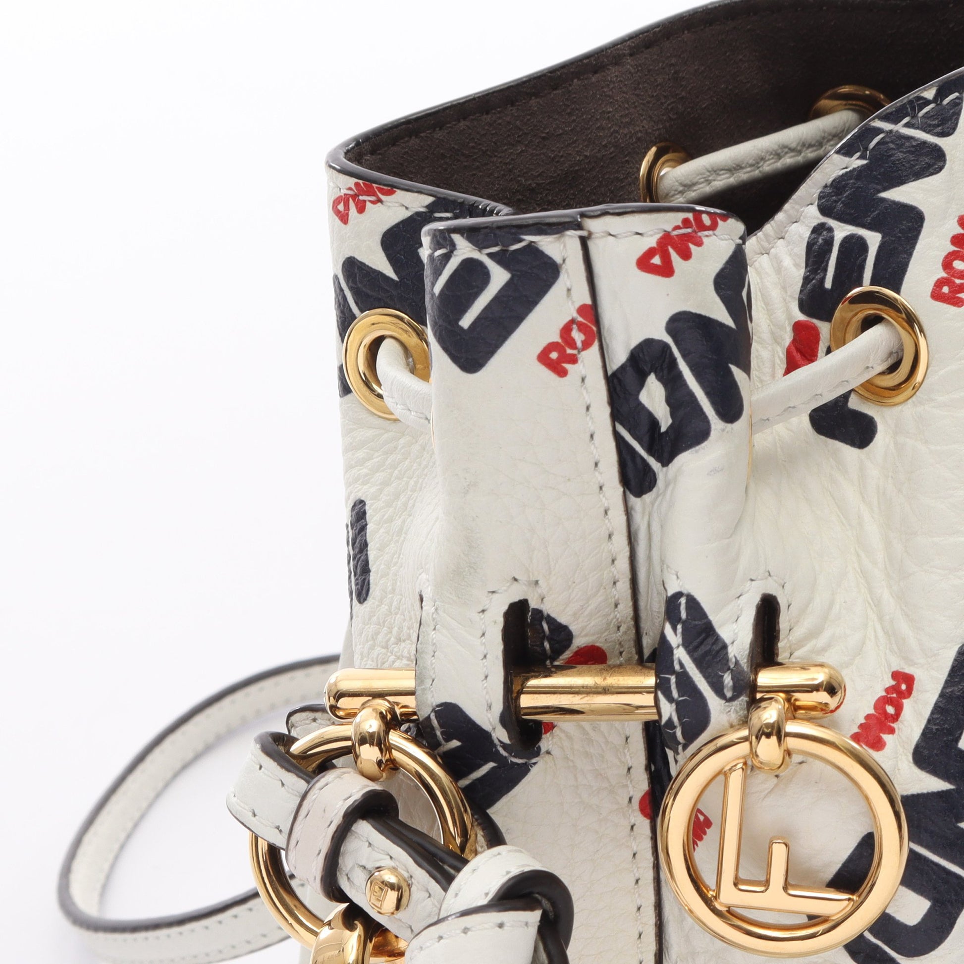 FENDI × FILA ミニ モントレゾール 2WAY ハンドバッグ レザー オフホワイト ネイビー レッド フェンディ バッグ FENDI