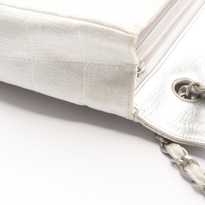ニュートラベルライン Wチェーンショルダーバッグ ナイロンキャンバス レザー シルバー シルバー金具 シャネル バッグ CHANEL