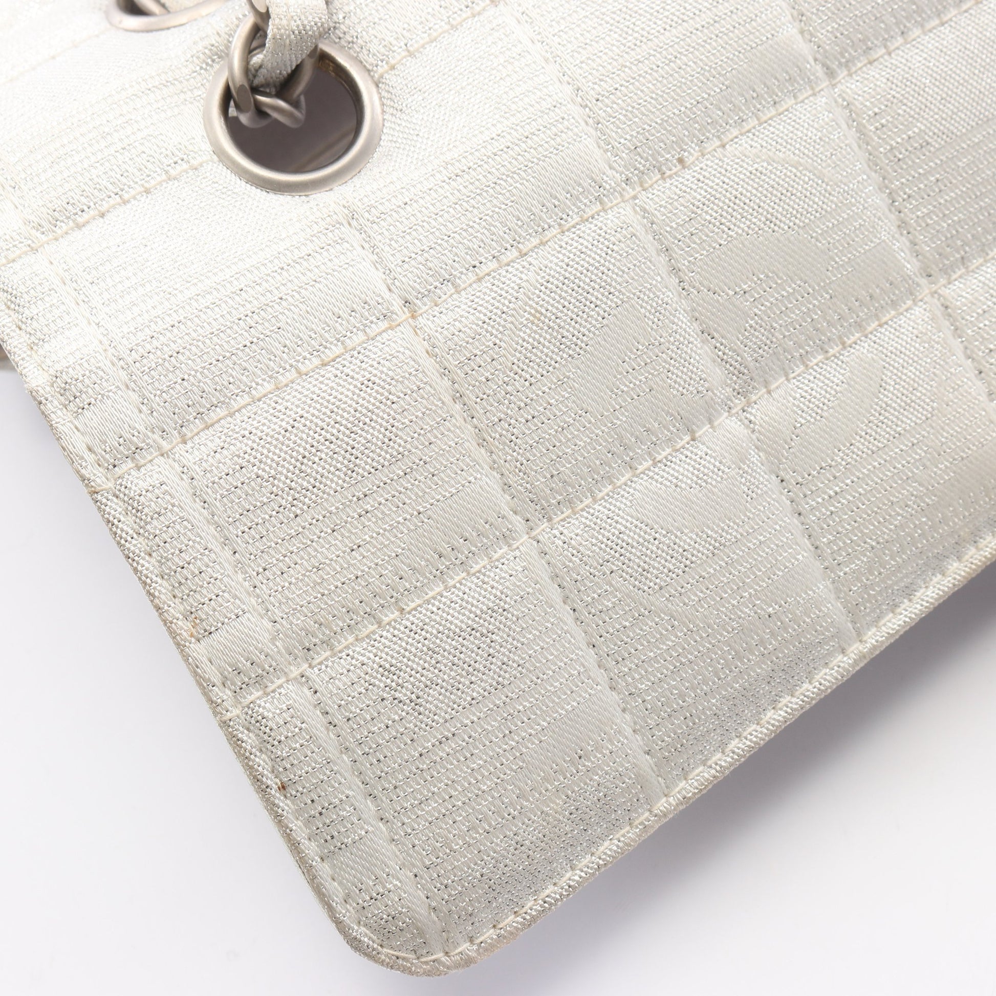 ニュートラベルライン Wチェーンショルダーバッグ ナイロンキャンバス レザー シルバー シルバー金具 シャネル バッグ CHANEL