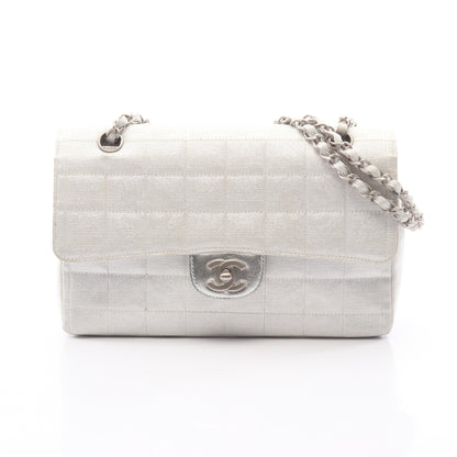 ニュートラベルライン Wチェーンショルダーバッグ ナイロンキャンバス レザー シルバー シルバー金具 シャネル バッグ CHANEL