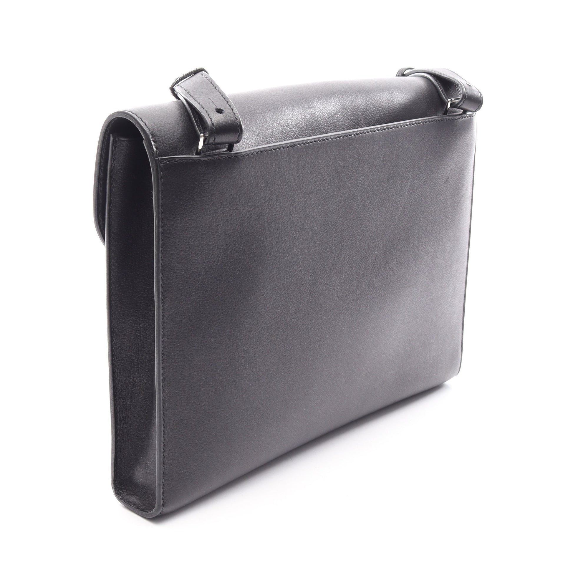 サックアデペッシュ29 ショルダーバッグ エバーグレイン ブラック シルバー金具 Z刻印 エルメス バッグ HERMES