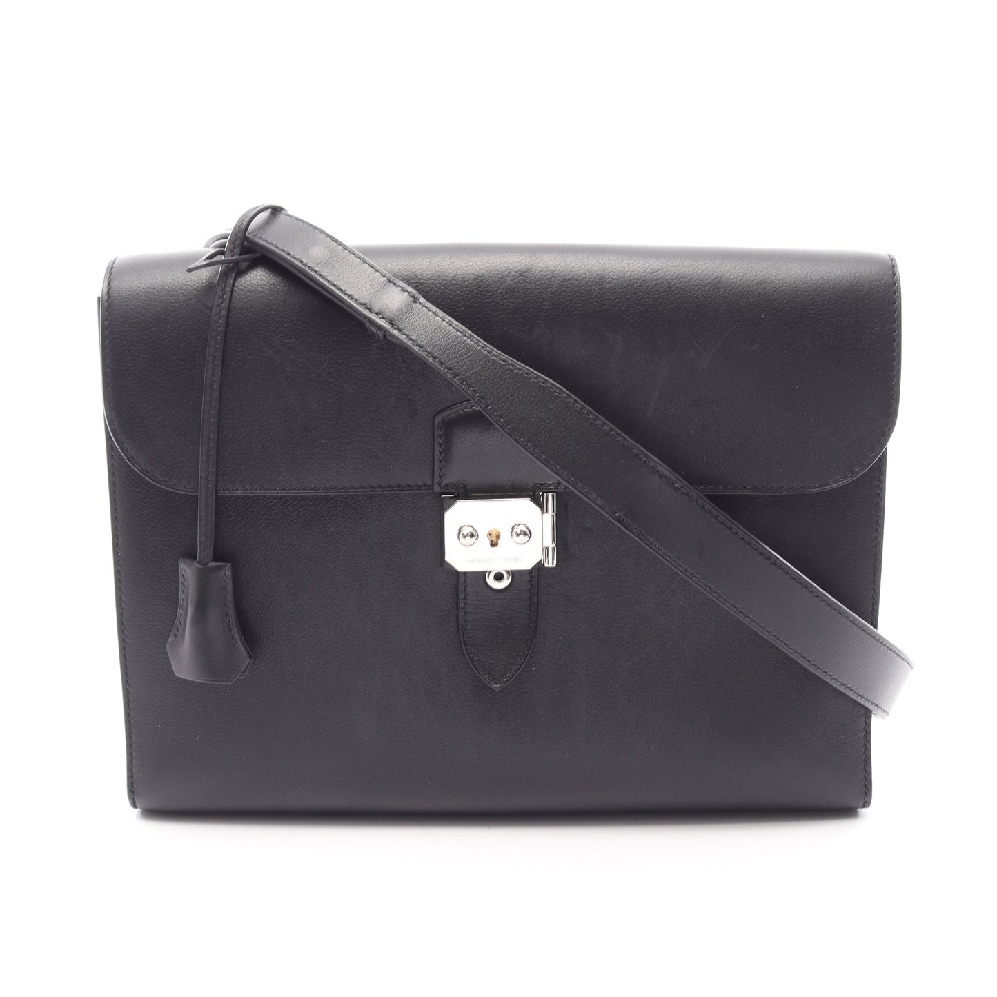 サックアデペッシュ29 ショルダーバッグ エバーグレイン ブラック シルバー金具 Z刻印 エルメス バッグ HERMES
