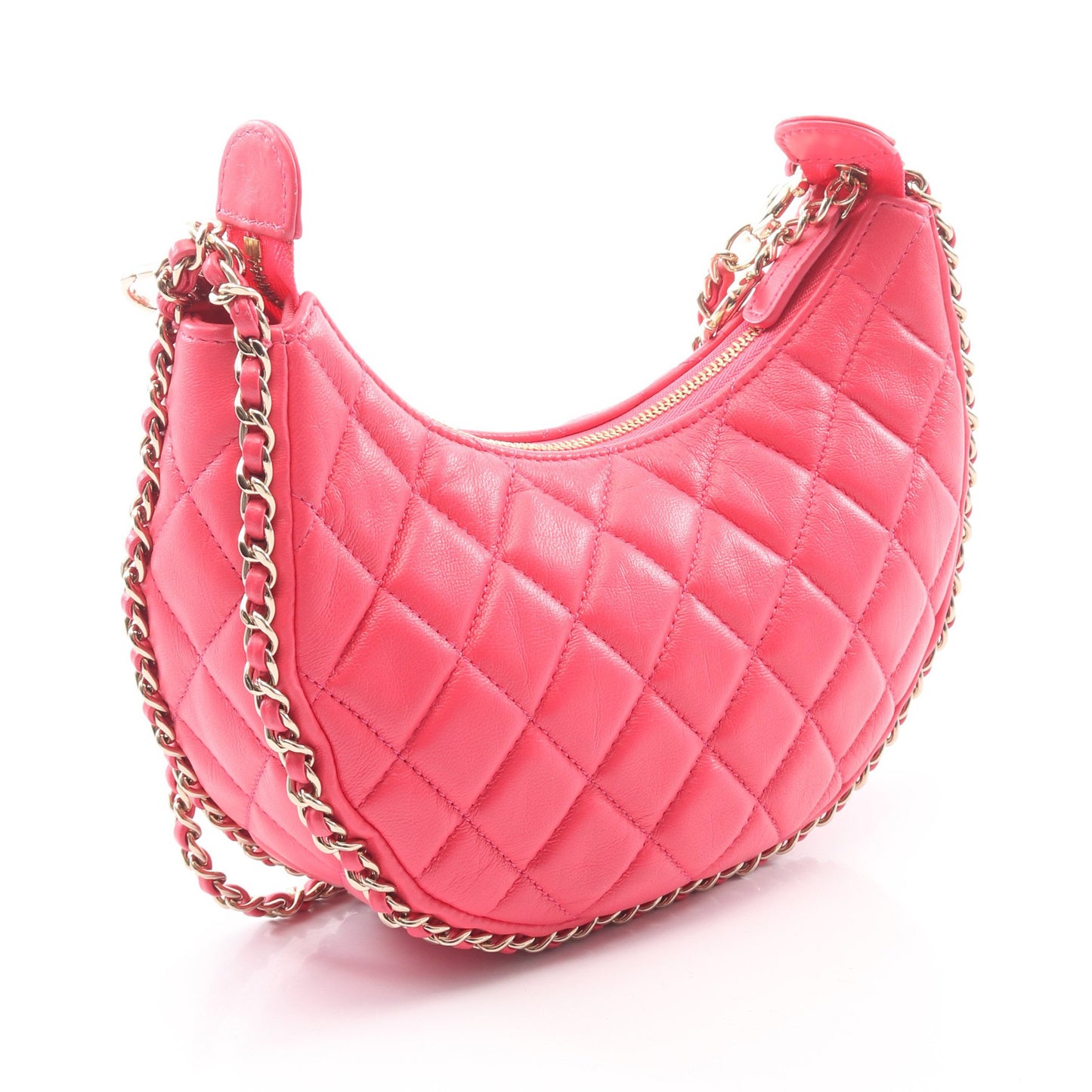 マトラッセ スモールホーボー チェーンショルダーバッグ ラムスキン ピンクパープル ゴールド金具 シャネル バッグ CHANEL