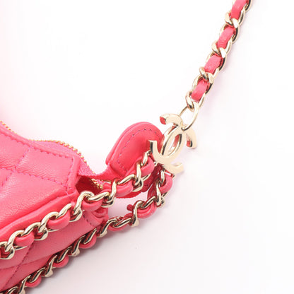 マトラッセ スモールホーボー チェーンショルダーバッグ ラムスキン ピンクパープル ゴールド金具 シャネル バッグ CHANEL