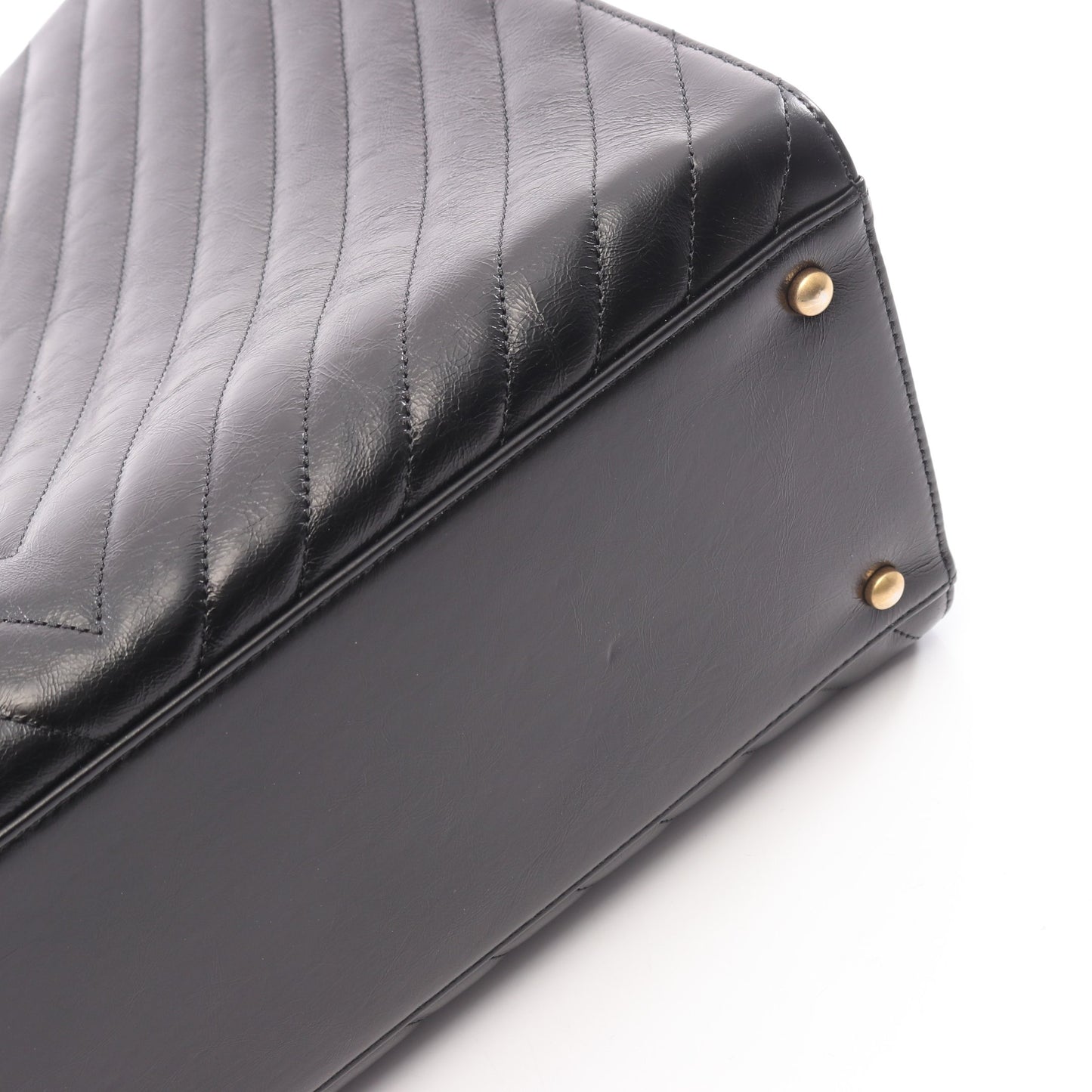 Vステッチ 2WAY チェーンショルダーバッグ チェーントートバッグ レザー ブラック ゴールド金具 シャネル バッグ CHANEL