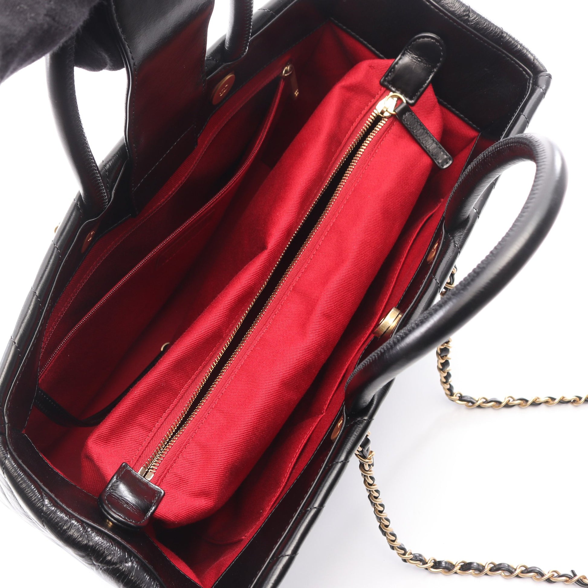 Vステッチ 2WAY チェーンショルダーバッグ チェーントートバッグ レザー ブラック ゴールド金具 シャネル バッグ CHANEL