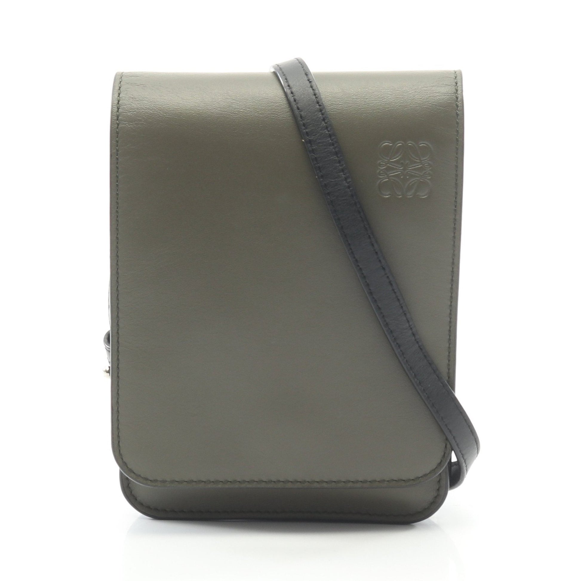 GUSSET FLAT CROSSBODY ガセット フラット クロスボディバッグ ショルダーバッグ レザー カーキグリーン ブラック ロエベ バッグ LOEWE