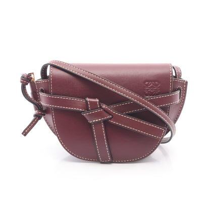 ゲートバッグ ミニ ショルダーバッグ レザー バーガンディ ロエベ バッグ LOEWE