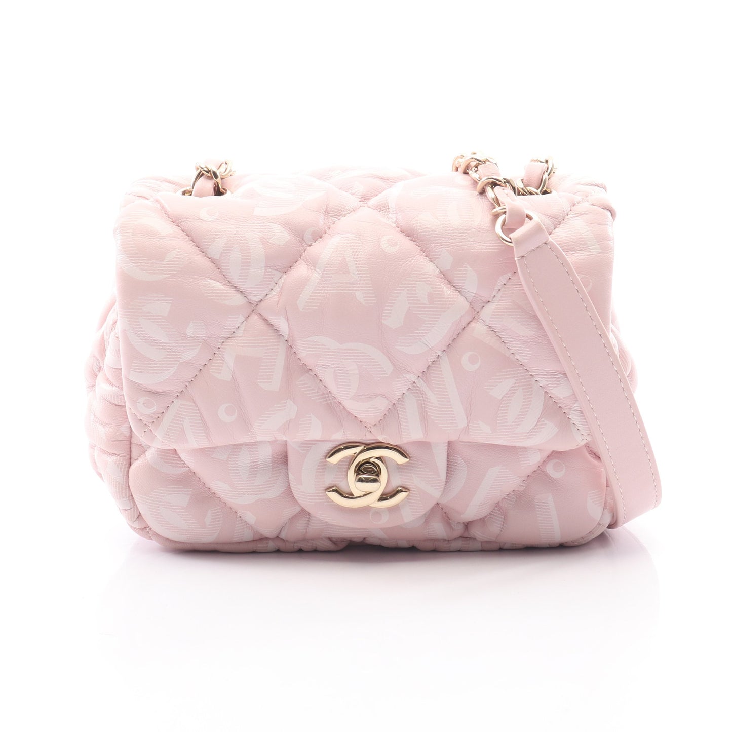 マトラッセ ココネージュ チェーンショルダーバッグ ラムスキン ライトピンク ゴールド金具 シャネル バッグ CHANEL