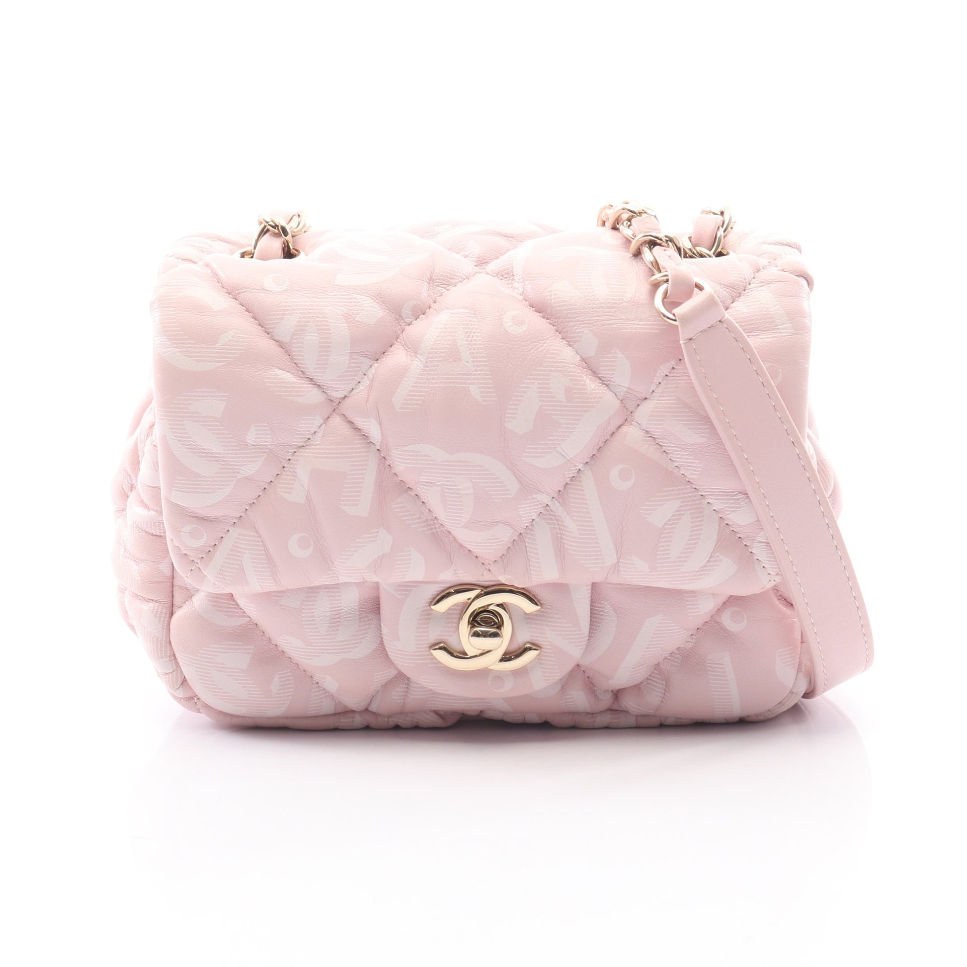 マトラッセ ココネージュ チェーンショルダーバッグ ラムスキン ライトピンク ゴールド金具 シャネル バッグ CHANEL