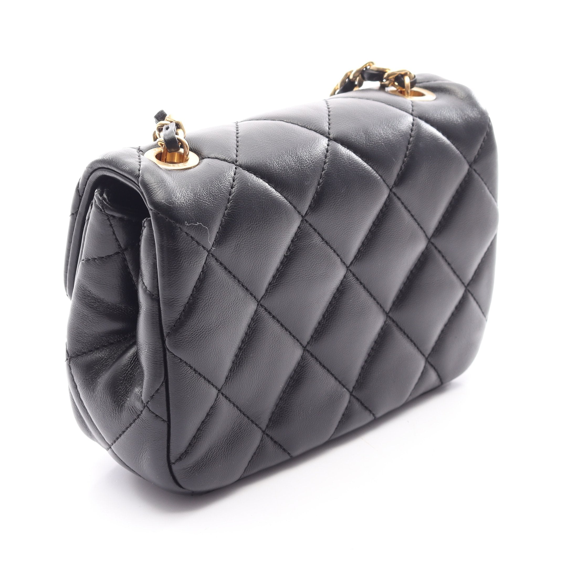 ABCDior チェーンバッグ ミニ ラムスキン 金具 ミニマトラッセ チェーンショルダーバッグ ラムスキン ブラック