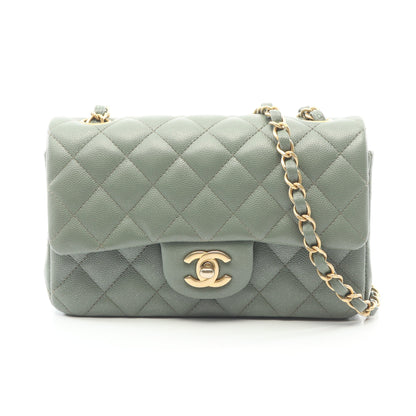 ミニマトラッセ20 チェーンショルダーバッグ キャビアスキン グリーン ゴールド金具 シャネル バッグ CHANEL