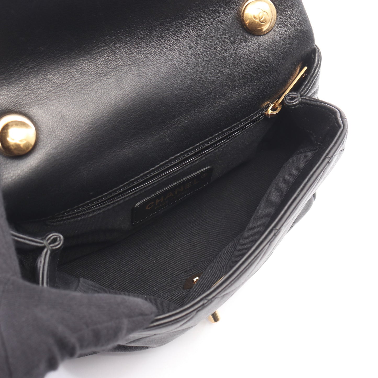 ミニマトラッセ トップハンドル 2WAY チェーンショルダーバッグ ラムスキン ブラック ゴールド金具 シャネル バッグ CHANEL