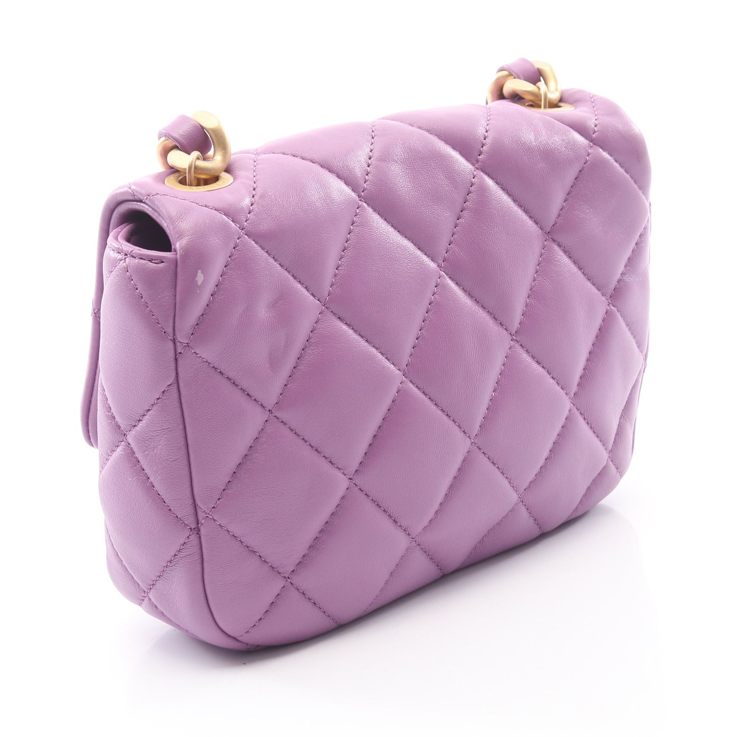 ミニマトラッセ コンビ金具 チェーンショルダーバッグ ラムスキン パープル シャネル バッグ CHANEL