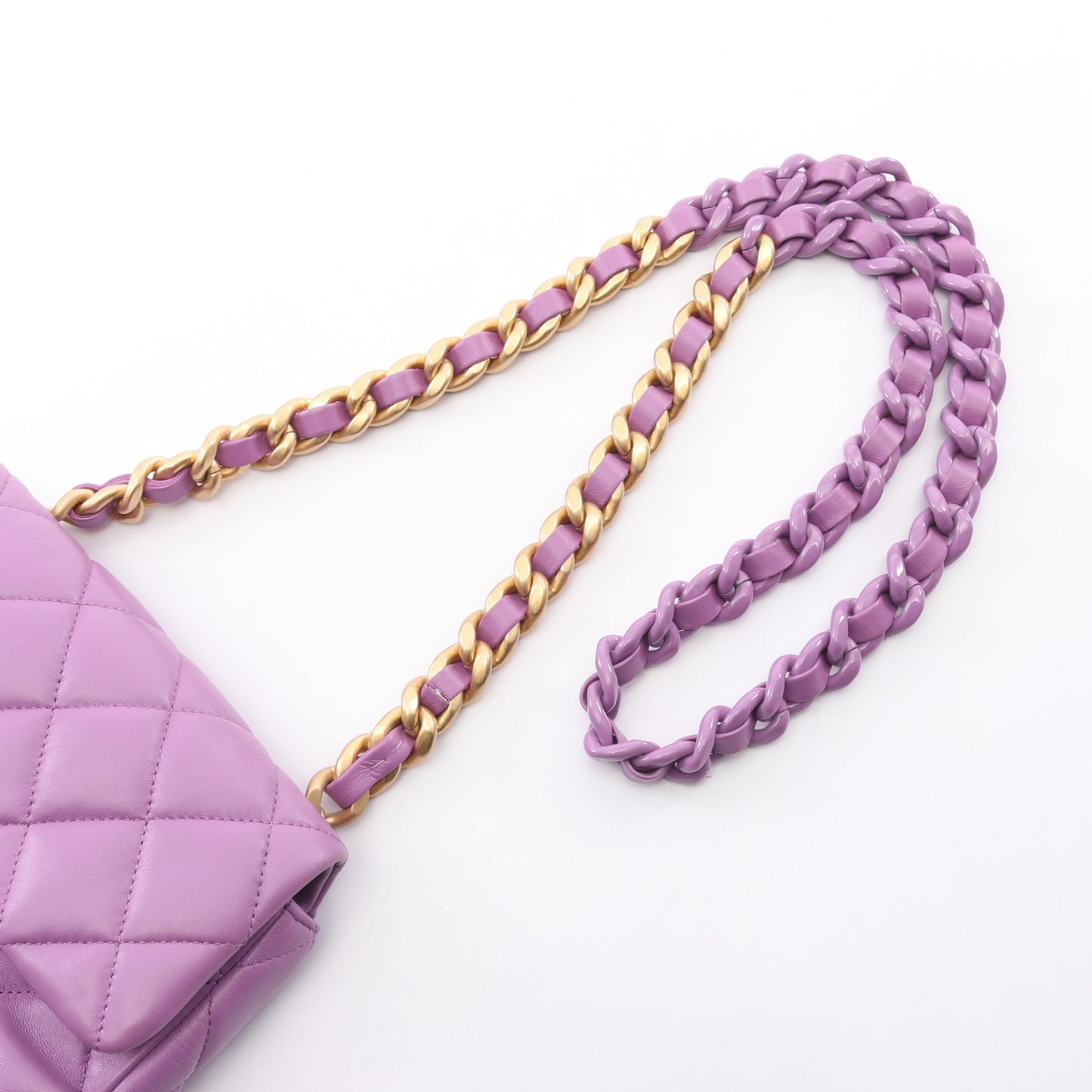 ミニマトラッセ コンビ金具 チェーンショルダーバッグ ラムスキン パープル シャネル バッグ CHANEL