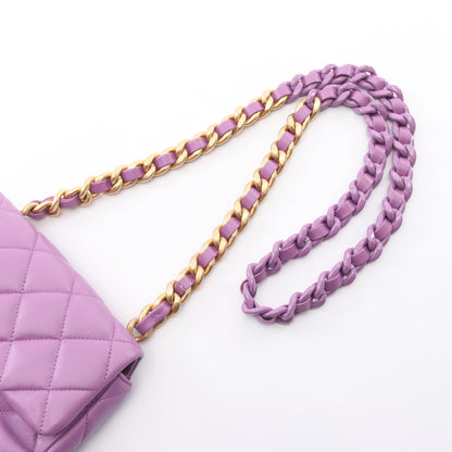 ミニマトラッセ コンビ金具 チェーンショルダーバッグ ラムスキン パープル シャネル バッグ CHANEL