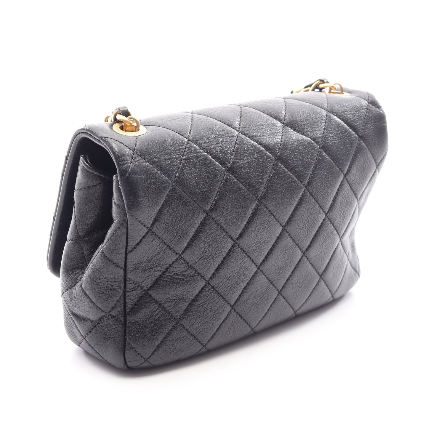 マトラッセ チェーンショルダーバッグ レザー ブラック ゴールド金具 シャネル バッグ CHANEL