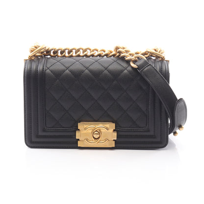 ボーイシャネル スモール チェーンショルダーバッグ キャビアスキン ブラック ゴールド金具 シャネル バッグ CHANEL