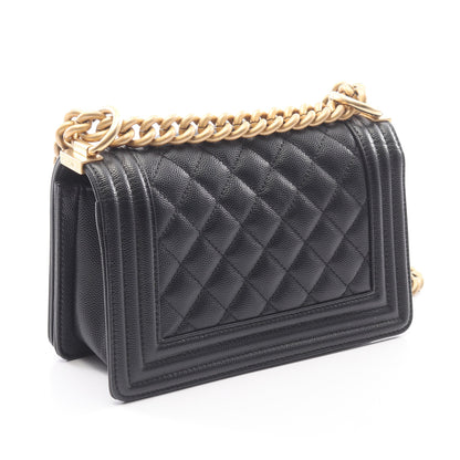 ボーイシャネル スモール チェーンショルダーバッグ キャビアスキン ブラック ゴールド金具 シャネル バッグ CHANEL