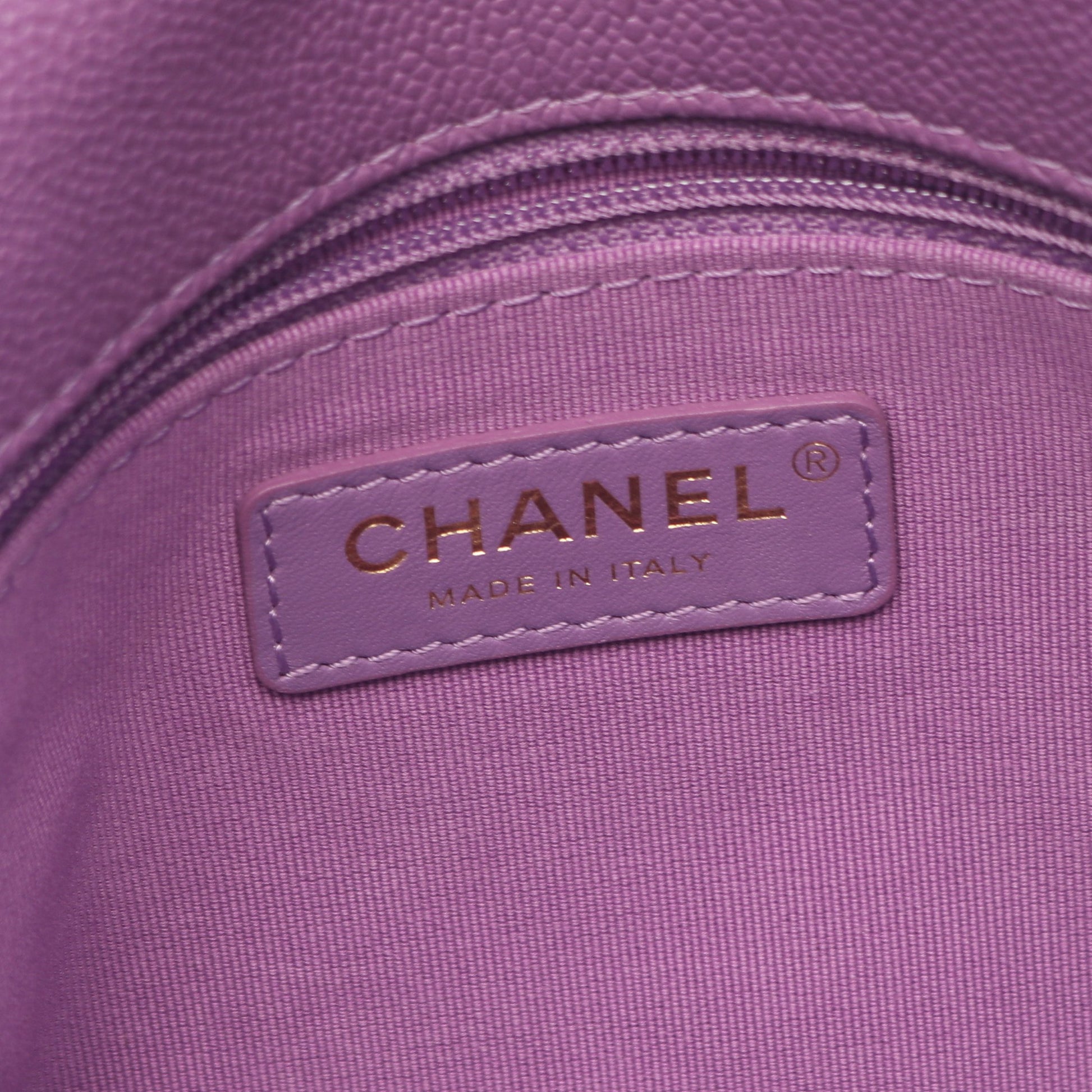 マトラッセ スモールフラップ チェーンショルダーバッグ キャビアスキン パープル ゴールド金具 シャネル バッグ CHANEL
